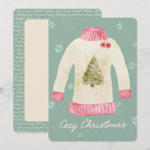 Cosy Christmas Sweater Watercolor Card - Writeable