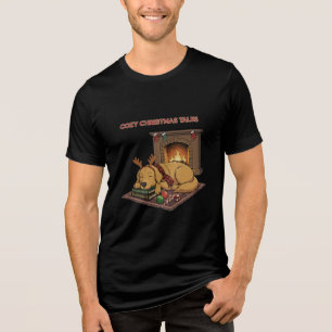 Cosy Christmas Tale Cute Sleeping Golden Retriev Tri-Blend Shirt