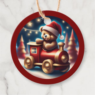Cosy Christmas Teddy Train TWArt Favour Tags