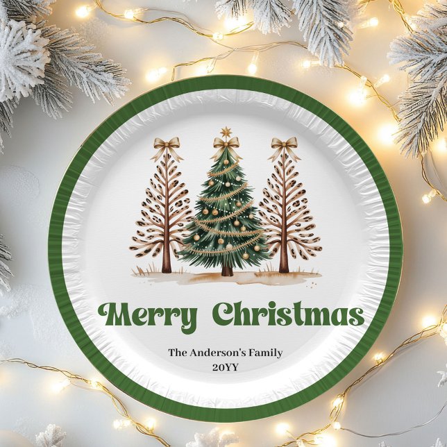 Cosy Christmas Tree Editable Custom Name Paper  Plate (Cozy Christmas Tree Editable Custom Name Paper Plates)