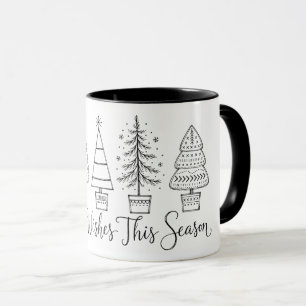 Cosy Christmas Tree Line Art Illustration Mug