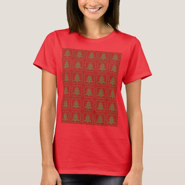 Cosy Christmas tree ugly sweater chequered pattern (Front)