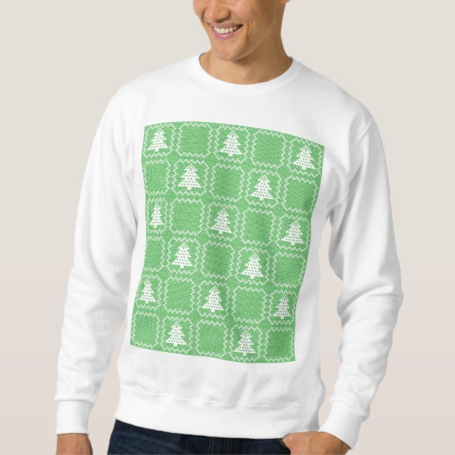 Cosy Christmas tree ugly sweater chequered pattern (Front)