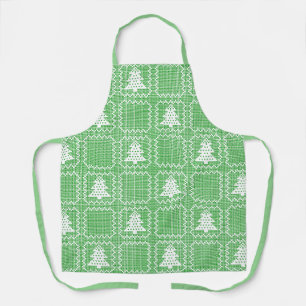 Cosy Christmas tree ugly sweater chequered pattern Apron