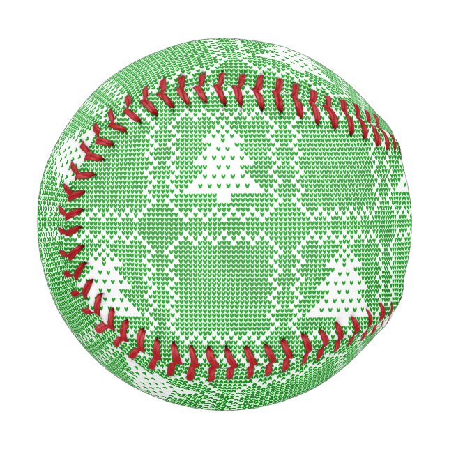 Cosy Christmas tree ugly sweater chequered pattern Baseball (Front Left)