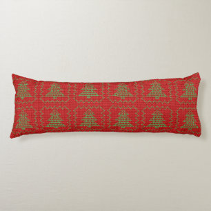Cosy Christmas tree ugly sweater chequered pattern Body Cushion