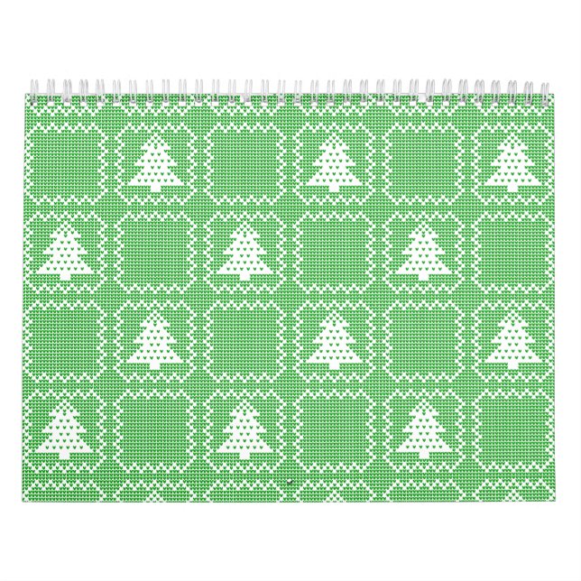 Cosy Christmas tree ugly sweater chequered pattern Calendar (Cover)