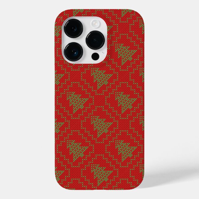 Cosy Christmas tree ugly sweater chequered pattern Case-Mate iPhone Case (Back)