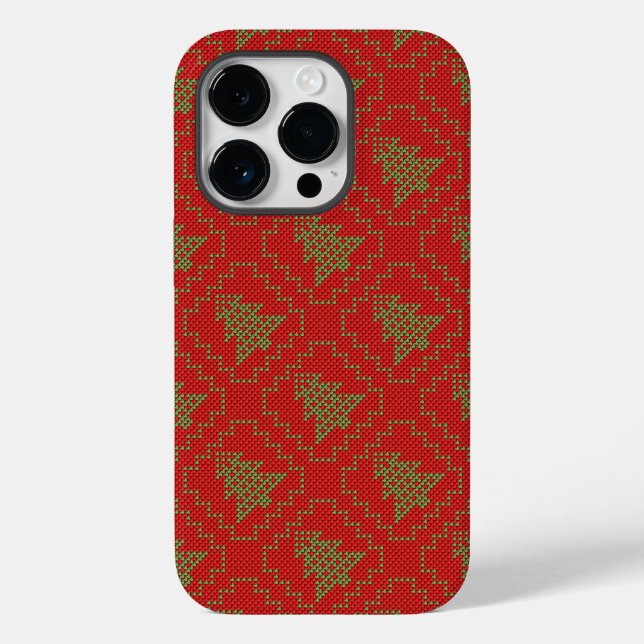 Cosy Christmas tree ugly sweater chequered pattern Case-Mate iPhone Case (Back)