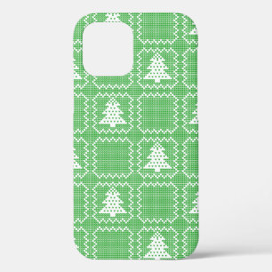 Cosy Christmas tree ugly sweater chequered pattern iPhone 12 Case