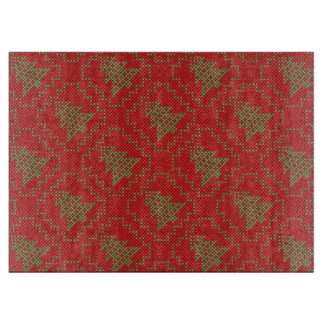 Cosy Christmas tree ugly sweater chequered pattern Cutting Board (Front)