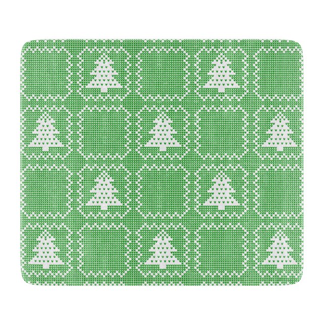 Cosy Christmas tree ugly sweater chequered pattern Cutting Board (Front)