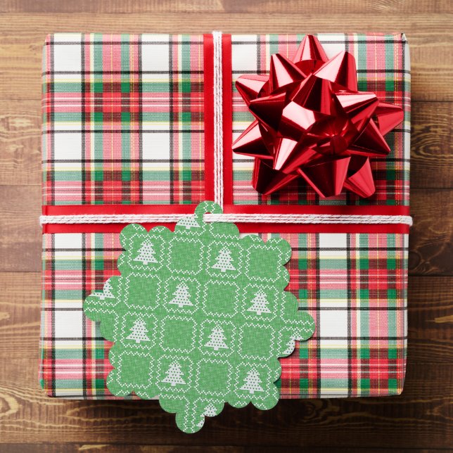 Cosy Christmas tree ugly sweater chequered pattern Decoration Card (Insitu (Gift))