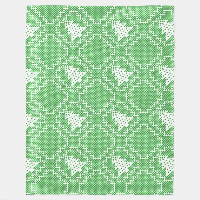 Cosy Christmas tree ugly sweater chequered pattern Fleece Blanket (Front)