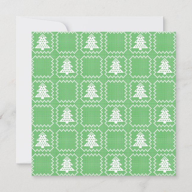 Cosy Christmas tree ugly sweater chequered pattern Invitation (Front)