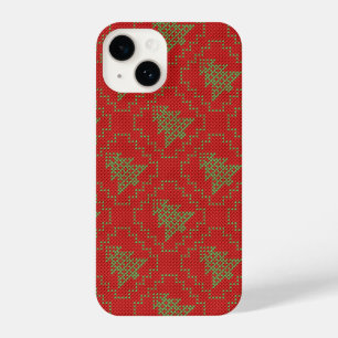 Cosy Christmas tree ugly sweater chequered pattern iPhone 14 Case