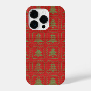 Cosy Christmas tree ugly sweater chequered pattern iPhone 14 Pro Case