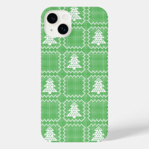 Cosy Christmas tree ugly sweater chequered pattern iPhone 14 Plus Case