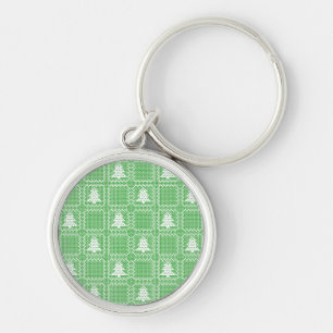 Cosy Christmas tree ugly sweater chequered pattern Key Ring