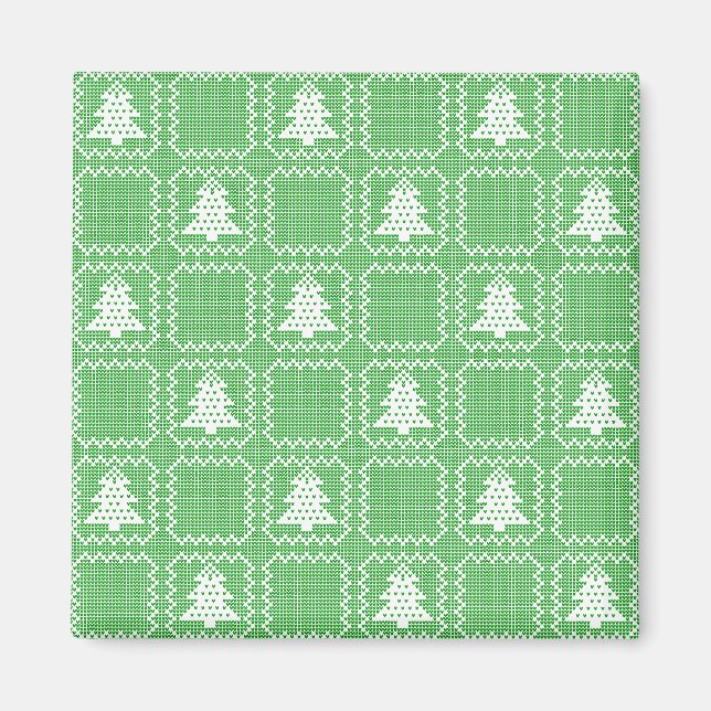 Cosy Christmas tree ugly sweater chequered pattern Magnet (Front)