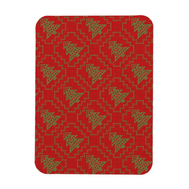 Cosy Christmas tree ugly sweater chequered pattern Magnet (Vertical)