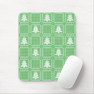 Cosy Christmas tree ugly sweater chequered pattern Mouse Pad