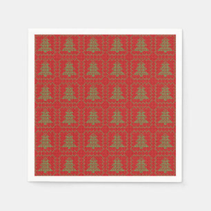 Cosy Christmas tree ugly sweater chequered pattern Napkin