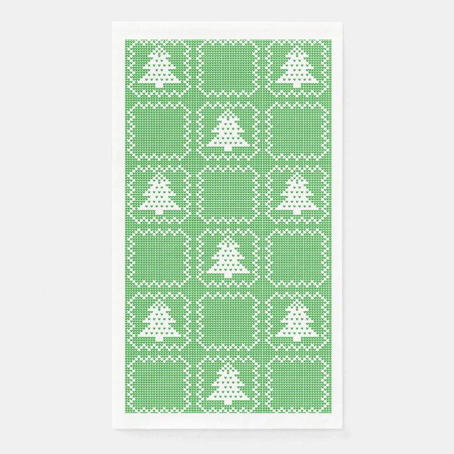 Cosy Christmas tree ugly sweater chequered pattern Napkin (Front)