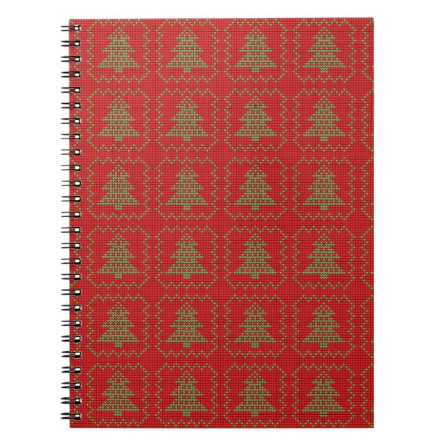 Cosy Christmas tree ugly sweater chequered pattern Notebook (Front)
