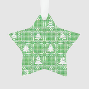 Cosy Christmas tree ugly sweater chequered pattern Ornament
