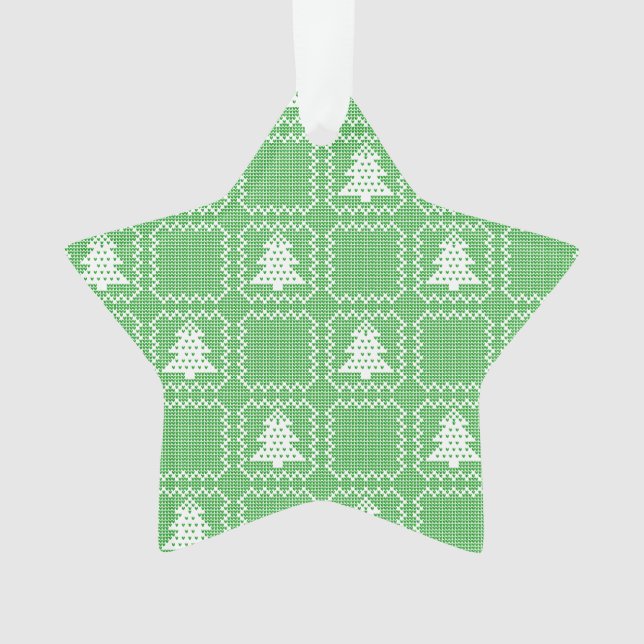Cosy Christmas tree ugly sweater chequered pattern Ornament (Front)