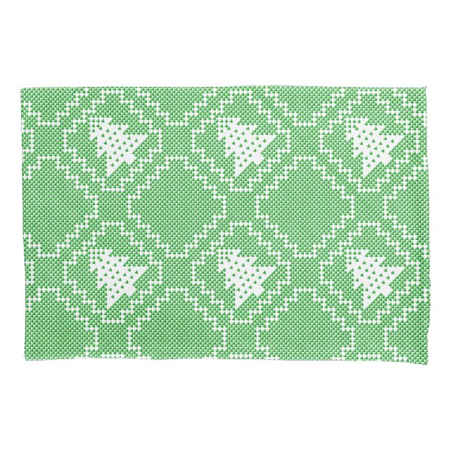 Cosy Christmas tree ugly sweater chequered pattern Pillowcase (Front)