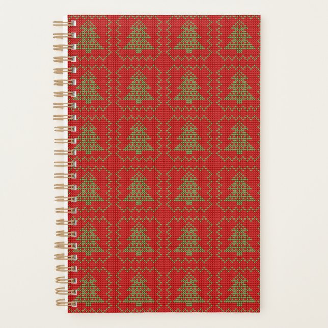 Cosy Christmas tree ugly sweater chequered pattern Planner (Front)