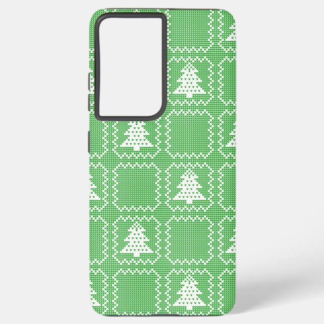 Cosy Christmas tree ugly sweater chequered pattern Samsung Galaxy S21 Ultra Case (Back)