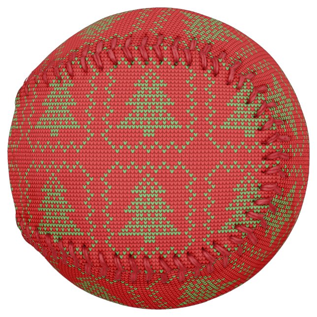 Cosy Christmas tree ugly sweater chequered pattern Softball (Front Right)