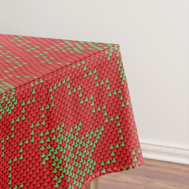 Cosy Christmas tree ugly sweater chequered pattern Tablecloth (In Situ)