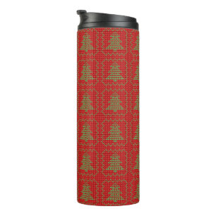 Cosy Christmas tree ugly sweater chequered pattern Thermal Tumbler