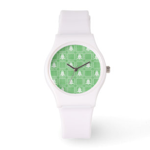 Cosy Christmas tree ugly sweater chequered pattern Watch