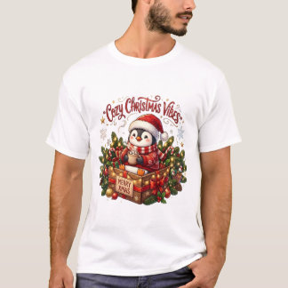 Cosy Christmas Vibes – Cute Penguin Holiday T-Shirt