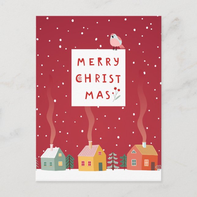 Cosy Christmas Village - A Merry Winter Wonderland Holiday Postcard (Front)