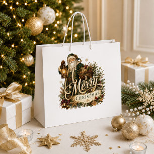 Cosy Christmas Vintage Red Green Holiday Gift Bag