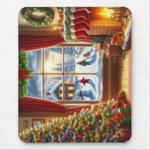 Cosy Christmas Window Scene Mouse Pad