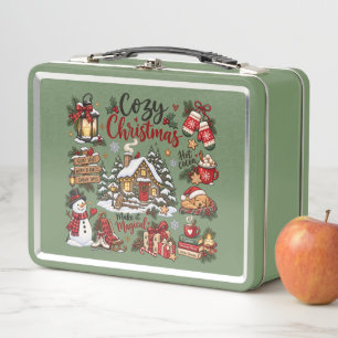 Cosy Christmas Winter Wonderland Metal Lunch Box