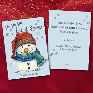 Cosy Christmas Wishes Snowman Let It Snow Holiday Card
