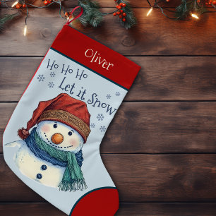 Cosy Christmas Wishes Snowman Let It Snow Small Christmas Stocking