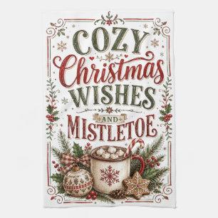 Cosy Christmas Wishes Tea Towel