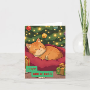 Cosy Christmas with a Cute Cat Holiday Card