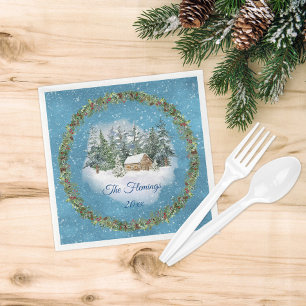 Cosy Christmas Woodland Scene Napkin