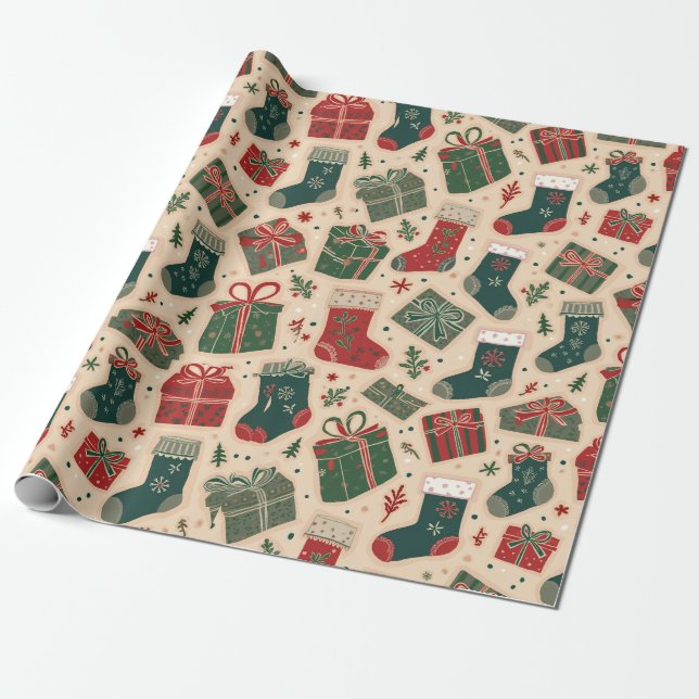 Cosy Christmas Wrapping Paper (Unrolled)