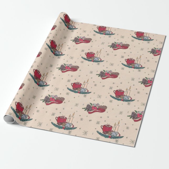 Cosy Christmas Wrapping Paper (Unrolled)